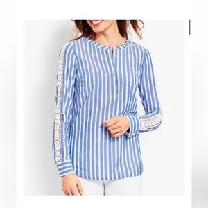 Talbots Stripe Top XS Blue White